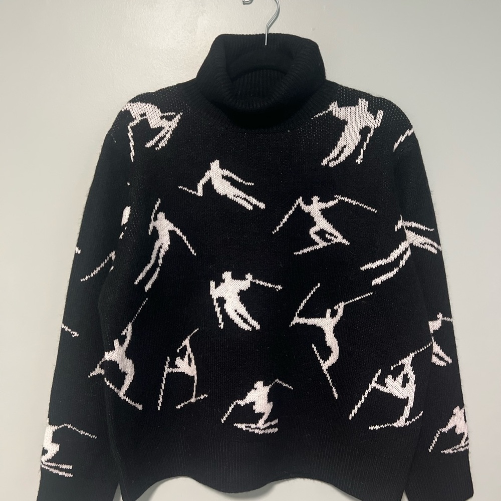 Halogen Black and White Knit Skier Sweater